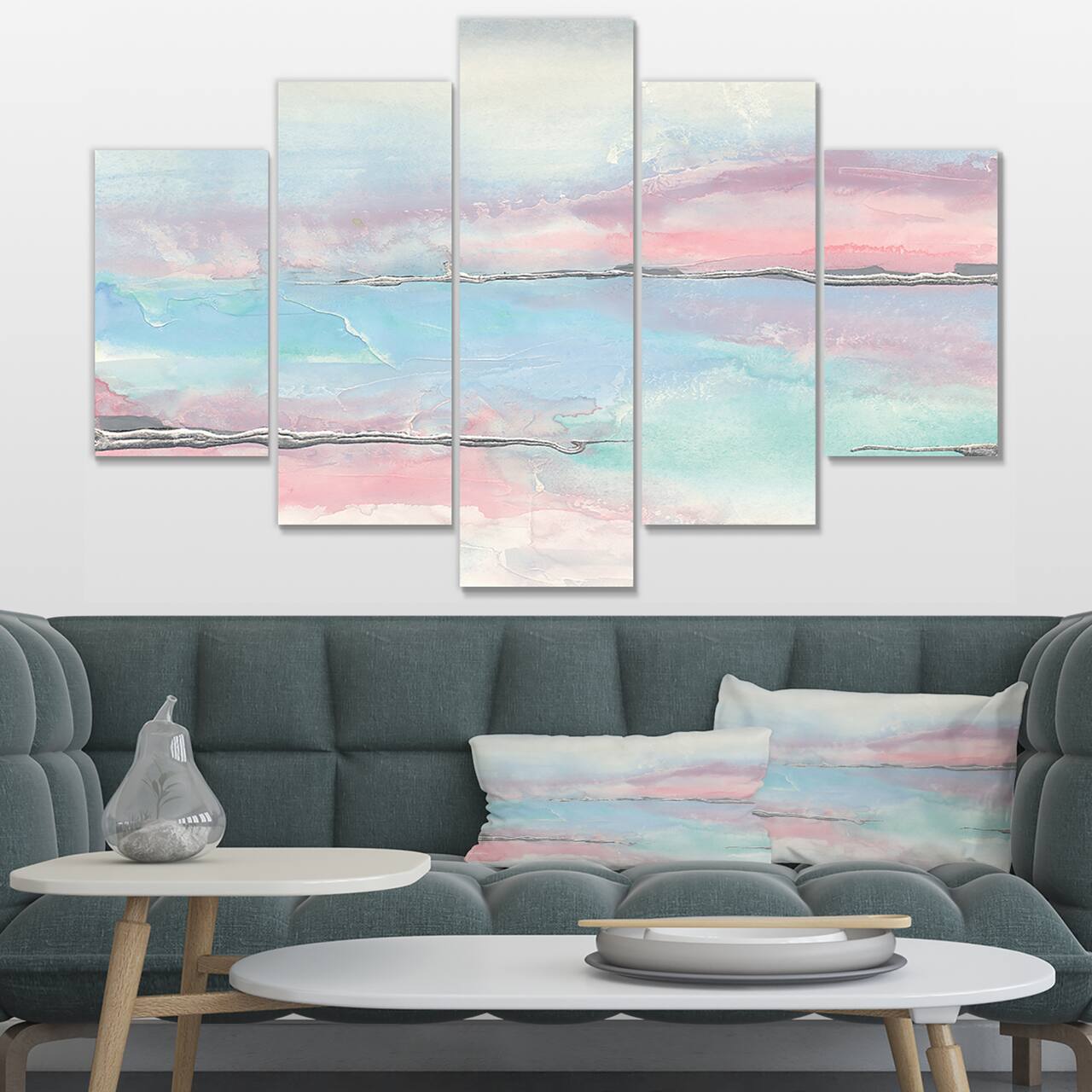 Designart - Metallic Shabby Pink II - Shabby Chic Premium Canvas Wall Art